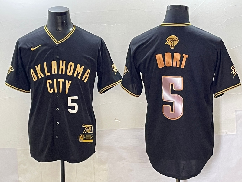 Men 2025 Oklahoma City Thunder #5 Dort black Nike Joint Name NBA Jersey style 4